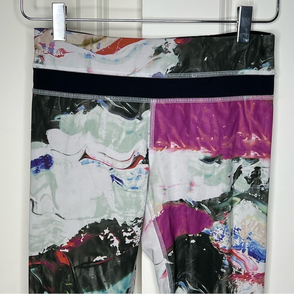 Lululemon Leggings 4 Run Inspire Crop II Pigment Wave Multi Black Pink Womens - Picture 5 of 16